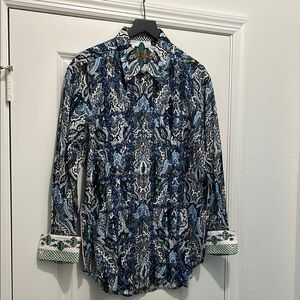 Robert Graham Embroidered Men's Blue Patterned Shirt